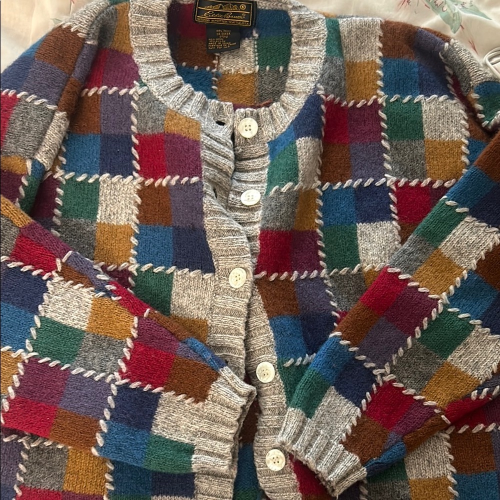 Pendleton Red and Blue Cardigan Sweater